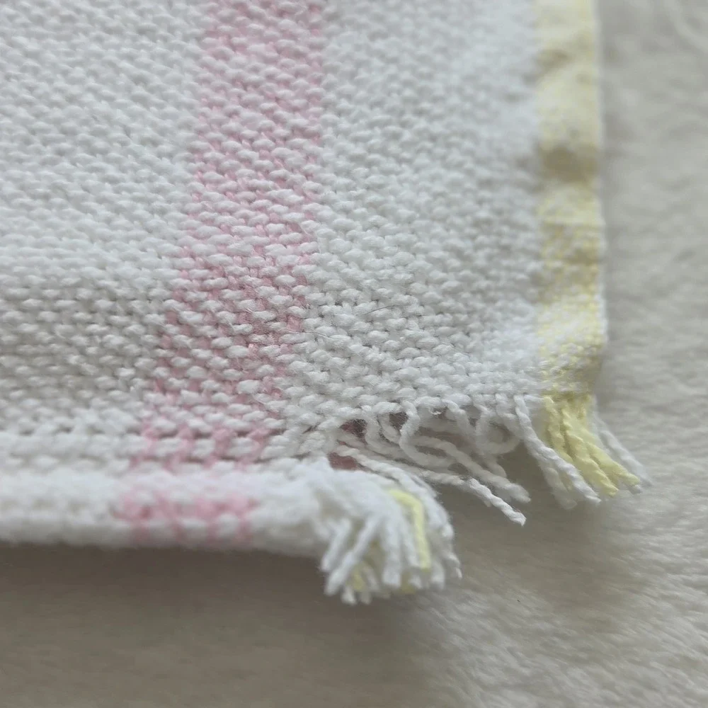Vintage Beacon Pastel Plaid Cotton Baby Blanket Open Waffle Weave WPL 1675 USA